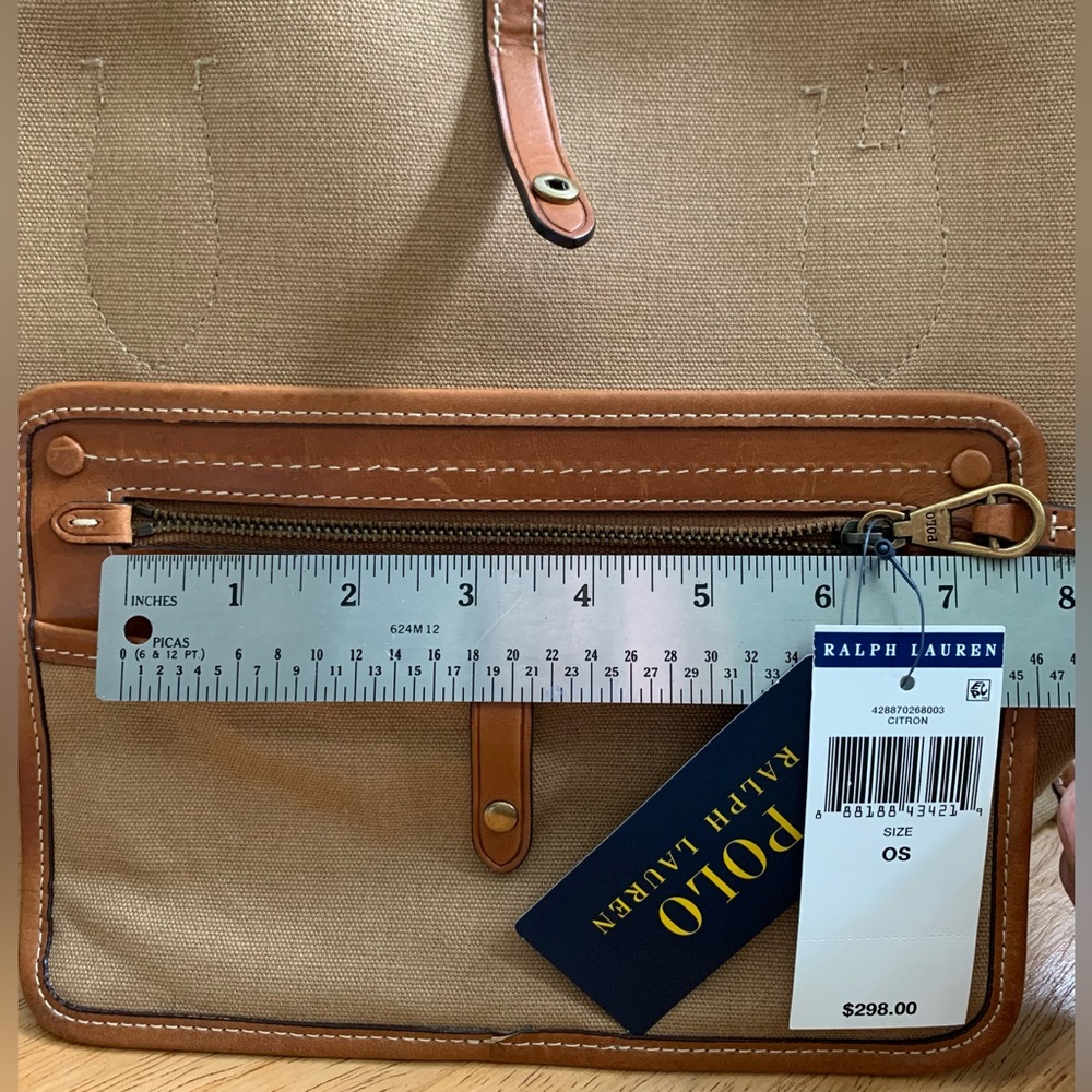 NWT Polo by Ralph Lauren Reversible Citron Yellow / Saddle Brown Tote Bag. - Picture 2 of 16